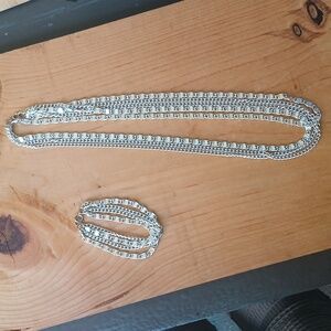 Sarah Coventry Silver 4-Chain Necklace and Bracelet Set Vintage Costume Jewelry